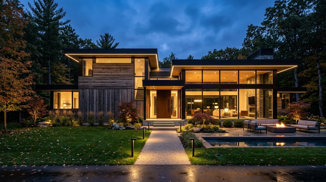 Modern architectural residential home in Michigan